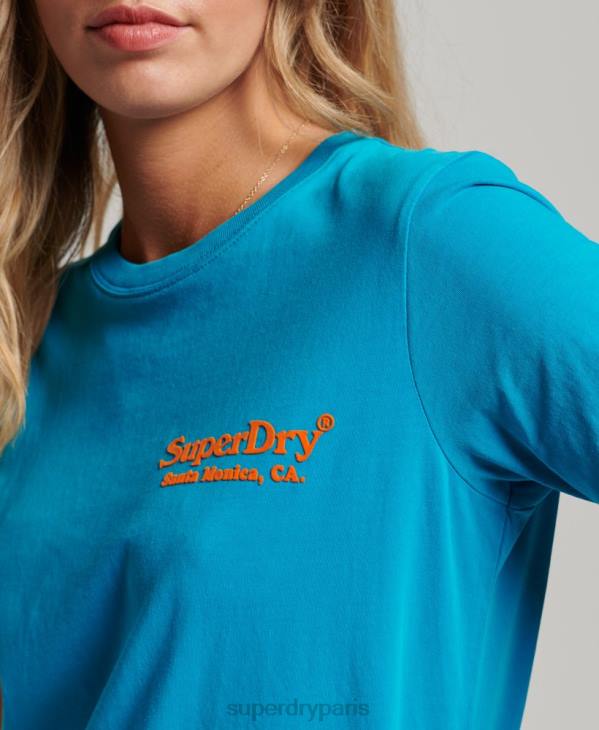 Superdry femmes t-shirt de lieu vintage D64Z2255 vêtements bleu