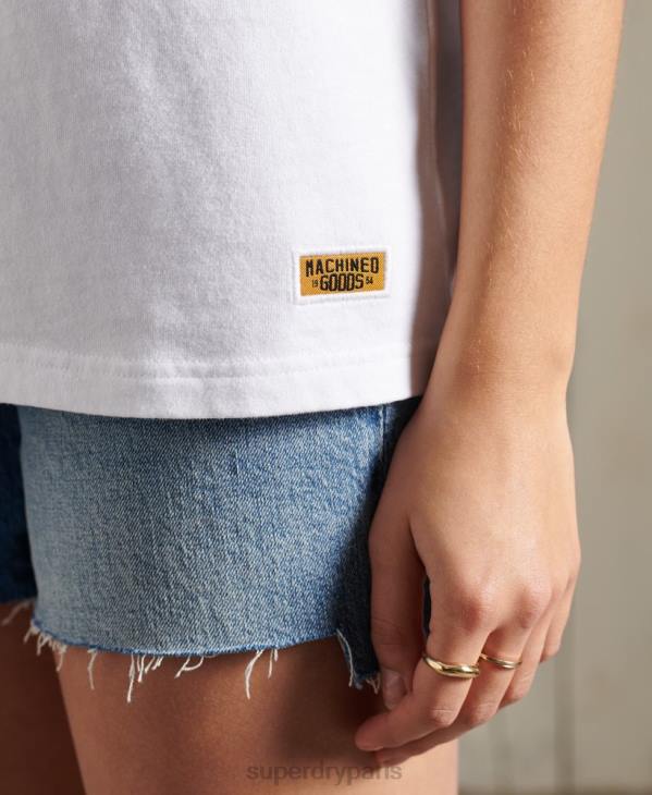 Superdry femmes t-shirt de poids standard scintillant scintillant D64Z2859 vêtements blanc