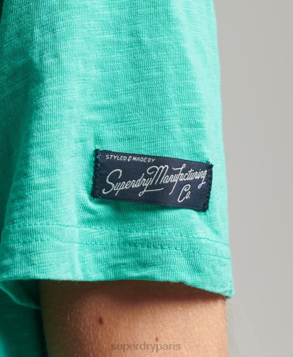 Superdry femmes t-shirt de saison à logo vintage D64Z2781 vêtements vert