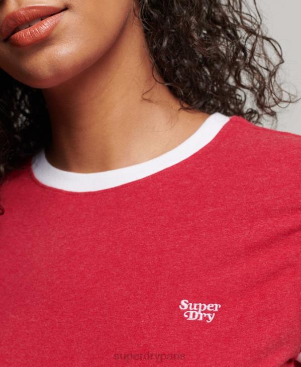 Superdry femmes t-shirt de sonnerie D64Z2674 vêtements rouge
