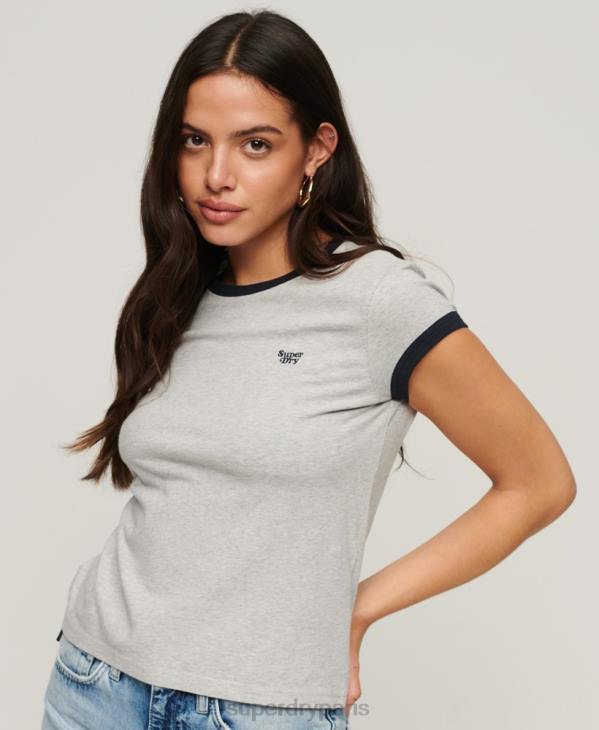 Superdry femmes t-shirt de sonnerie D64Z2678 vêtements gris foncé