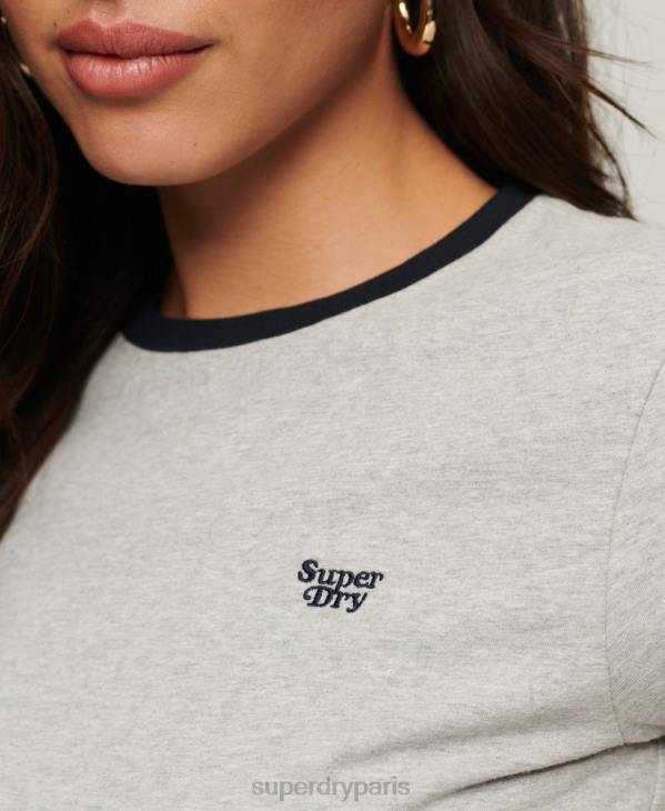 Superdry femmes t-shirt de sonnerie D64Z2678 vêtements gris foncé