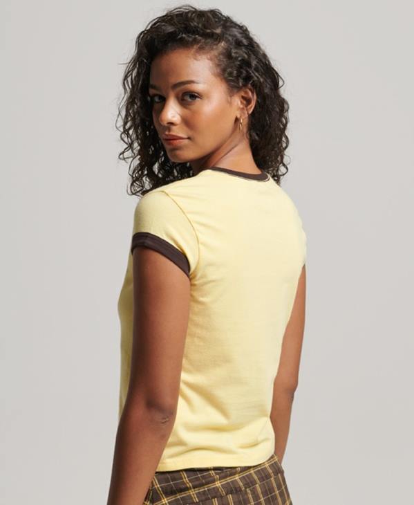 Superdry femmes t-shirt de sonnerie D64Z2706 vêtements jaune
