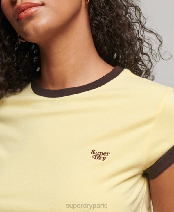 Superdry femmes t-shirt de sonnerie D64Z2706 vêtements jaune