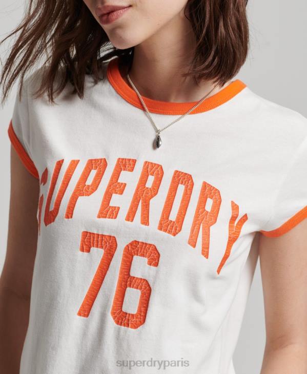 Superdry femmes t-shirt de sonnerie athlétique vintage D64Z2713 vêtements blanc