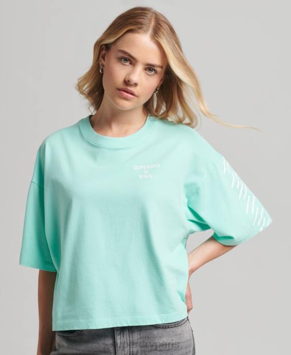Superdry femmes t-shirt de sport de base D64Z2801 vêtements bleu