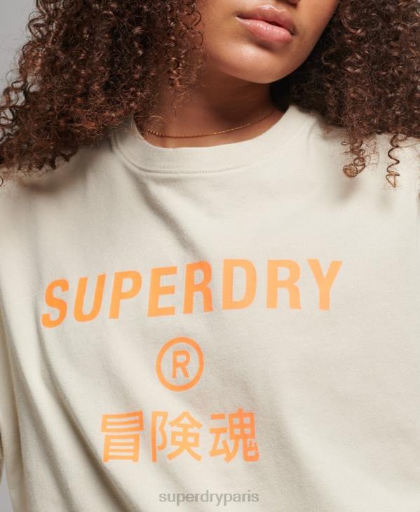 Superdry femmes t-shirt de sport en coton biologique D64Z2259 vêtements beige