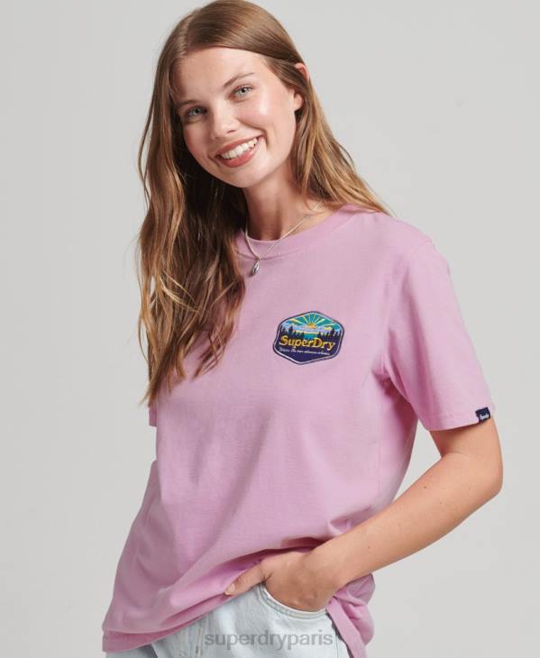 Superdry femmes t-shirt de voyage D64Z6192 vêtements rose