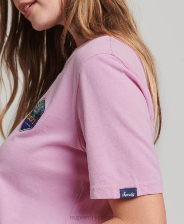 Superdry femmes t-shirt de voyage D64Z6192 vêtements rose
