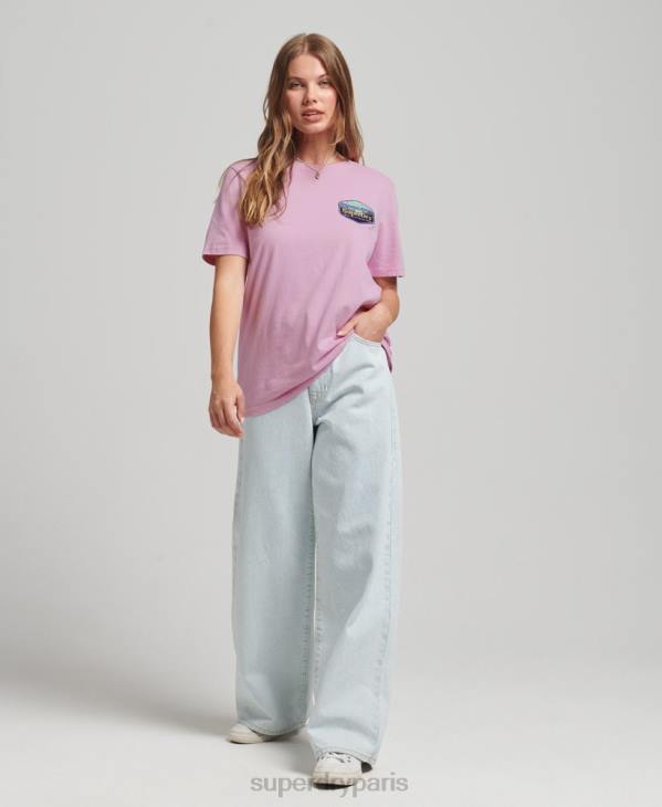 Superdry femmes t-shirt de voyage D64Z6192 vêtements rose