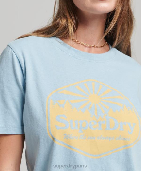 Superdry femmes t-shirt de voyage D64Z6213 vêtements bleu