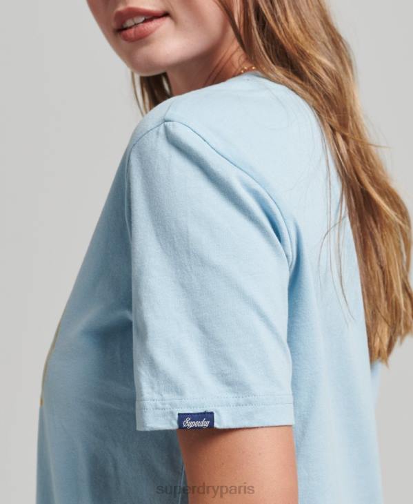 Superdry femmes t-shirt de voyage D64Z6213 vêtements bleu