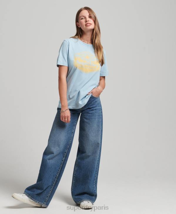 Superdry femmes t-shirt de voyage D64Z6213 vêtements bleu