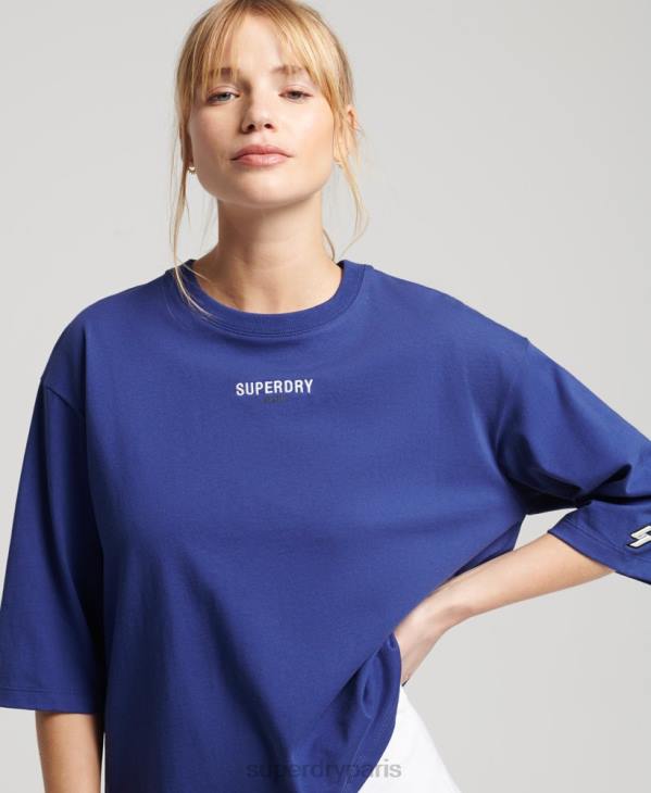 Superdry femmes t-shirt droit à micro logo brodé D64Z2815 vêtements marine