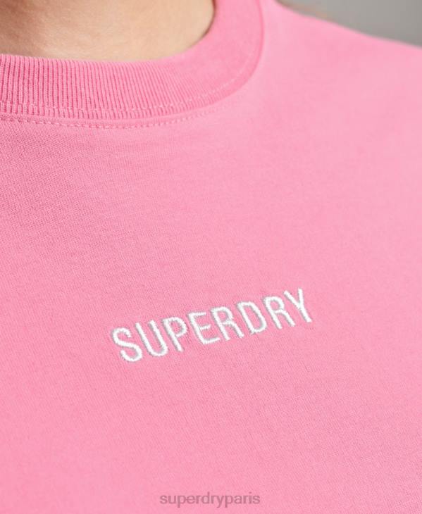 Superdry femmes t-shirt droit à micro logo brodé D64Z6227 vêtements rose