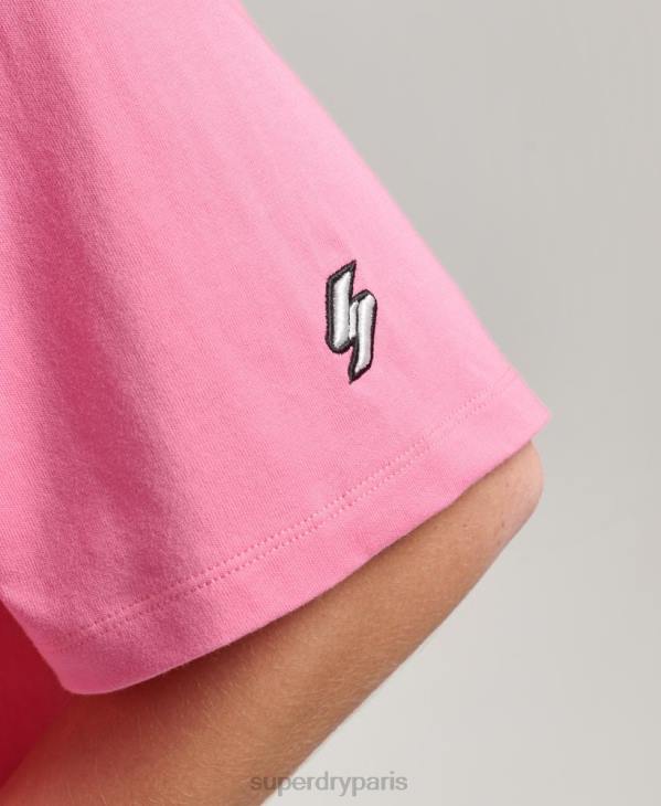 Superdry femmes t-shirt droit à micro logo brodé D64Z6227 vêtements rose
