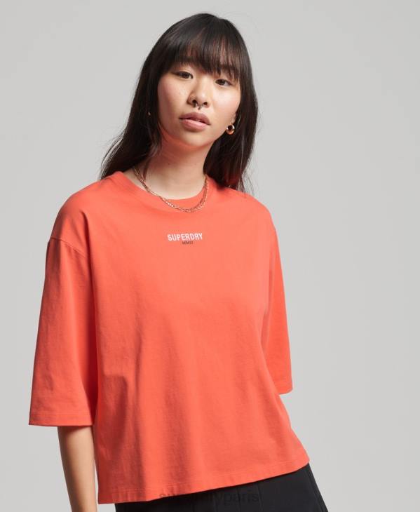 Superdry femmes t-shirt droit à micro logo brodé D64Z6264 vêtements corail