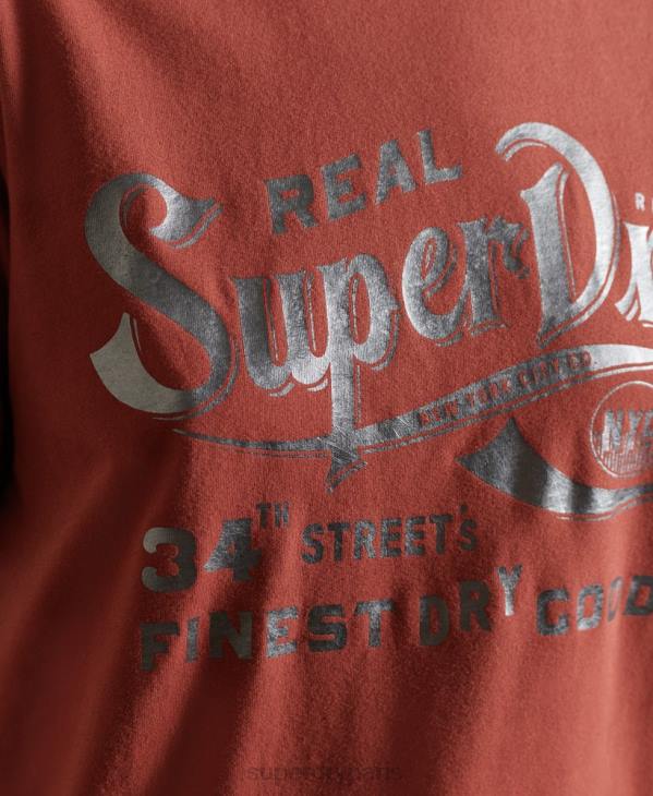 Superdry femmes t-shirt à effet métallisé style workwear D64Z2771 vêtements rouge