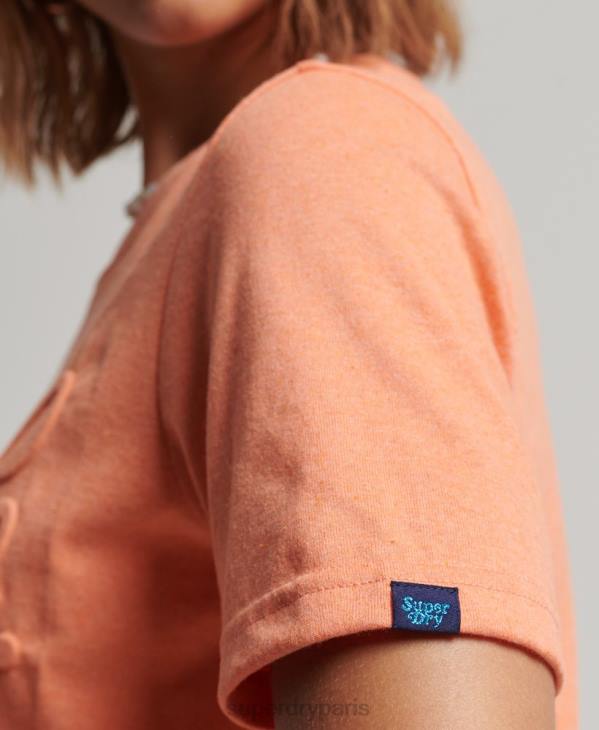 Superdry femmes t-shirt embossé style script D64Z6257 vêtements orange