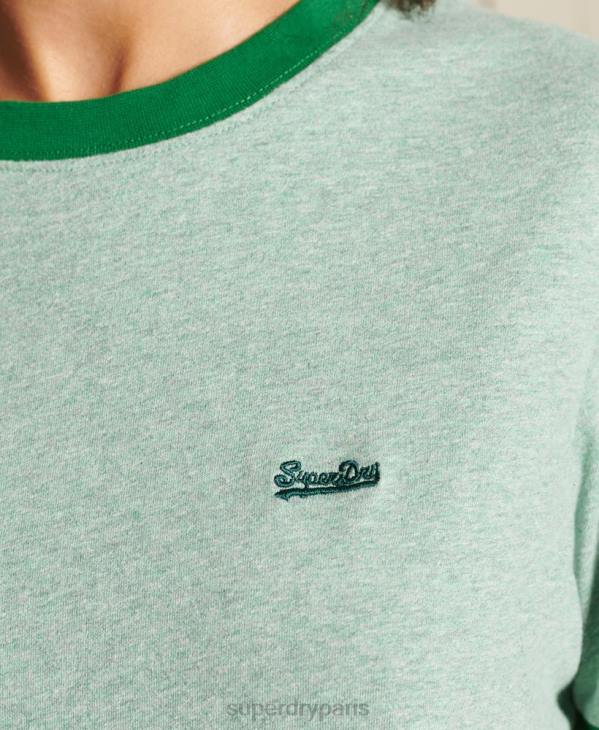 Superdry femmes t-shirt en coton biologique à logo vintage D64Z6282 vêtements vert