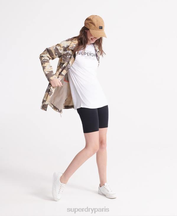 Superdry femmes t-shirt en lin du désert D64Z2839 vêtements blanc