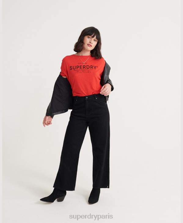 Superdry femmes t-shirt en lin du désert D64Z6765 vêtements rouge