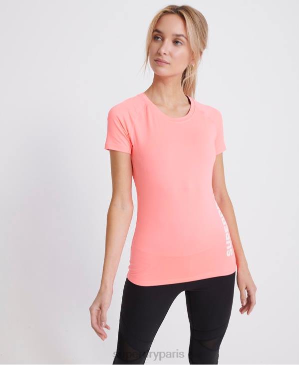 Superdry femmes t-shirt essentiel d'entraînement D64Z2854 vêtements corail