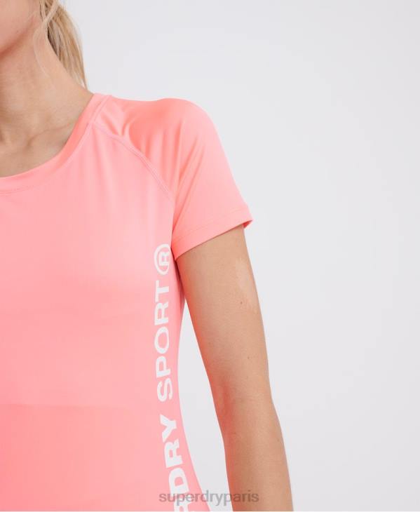Superdry femmes t-shirt essentiel d'entraînement D64Z2854 vêtements corail