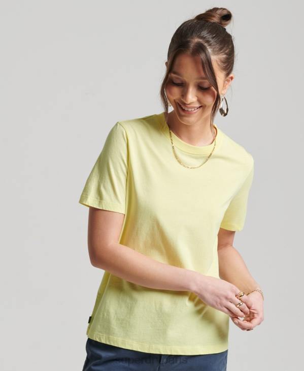 Superdry femmes t-shirt essentiel des studios en coton biologique D64Z6250 vêtements jaune