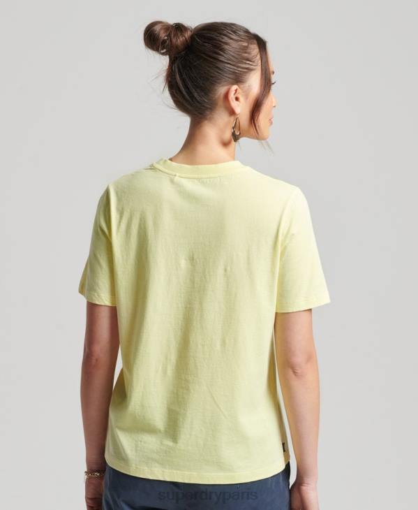 Superdry femmes t-shirt essentiel des studios en coton biologique D64Z6250 vêtements jaune
