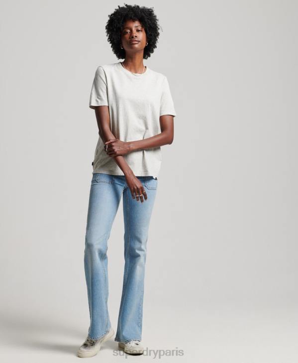 Superdry femmes t-shirt essentiel en coton bio D64Z6302 vêtements gris clair