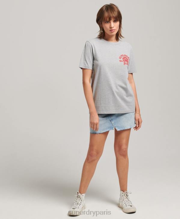 Superdry femmes t-shirt fierté et artisanat D64Z2808 vêtements gris