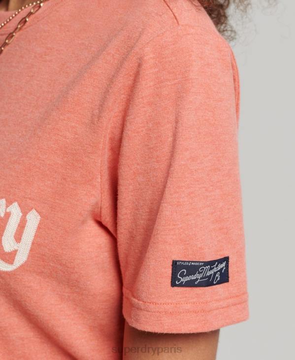 Superdry femmes t-shirt fierté vintage de l'artisanat D64Z2725 vêtements corail