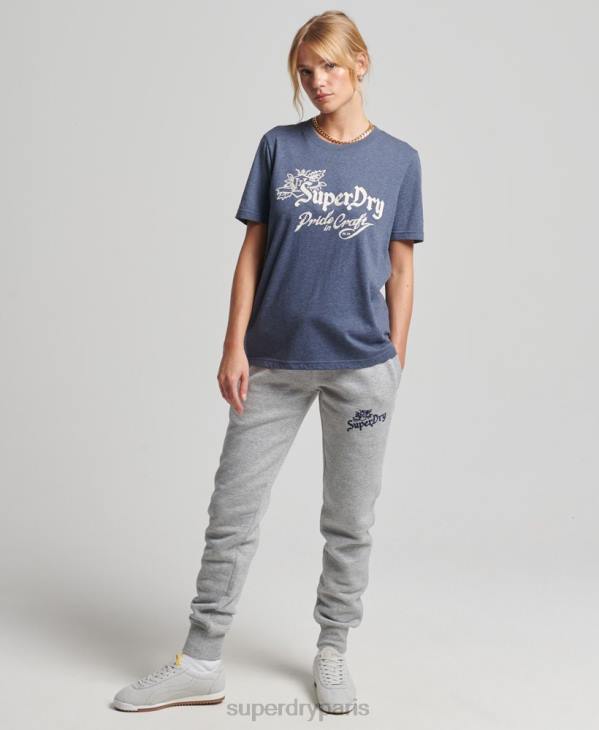 Superdry femmes t-shirt fierté vintage de l'artisanat D64Z2752 vêtements marine