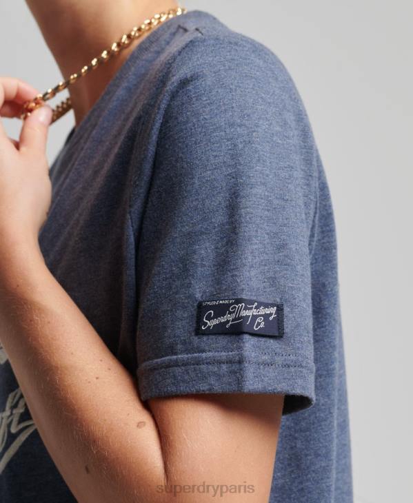 Superdry femmes t-shirt fierté vintage de l'artisanat D64Z2752 vêtements marine