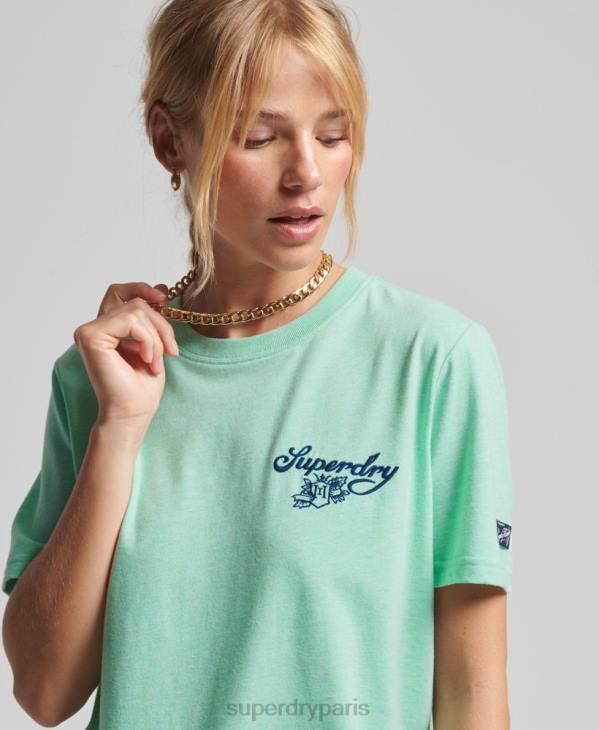 Superdry femmes t-shirt fierté vintage de l'artisanat D64Z2758 vêtements vert