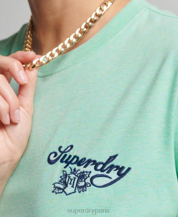 Superdry femmes t-shirt fierté vintage de l'artisanat D64Z2758 vêtements vert