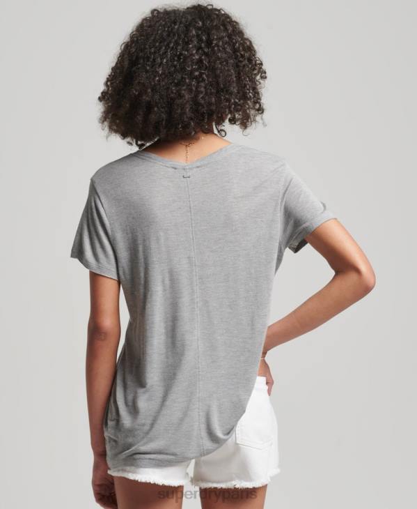 Superdry femmes t-shirt flammé à col v D64Z2728 vêtements gris