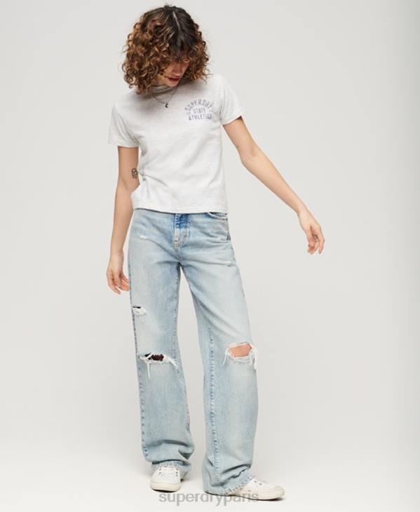 Superdry femmes t-shirt flammé essentiel athlétique des années 90 D64Z2063 vêtements gris