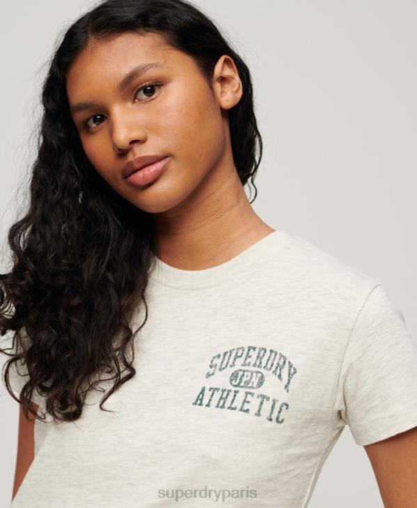 Superdry femmes t-shirt flammé essentiel athlétique des années 90 D64Z2629 vêtements beige