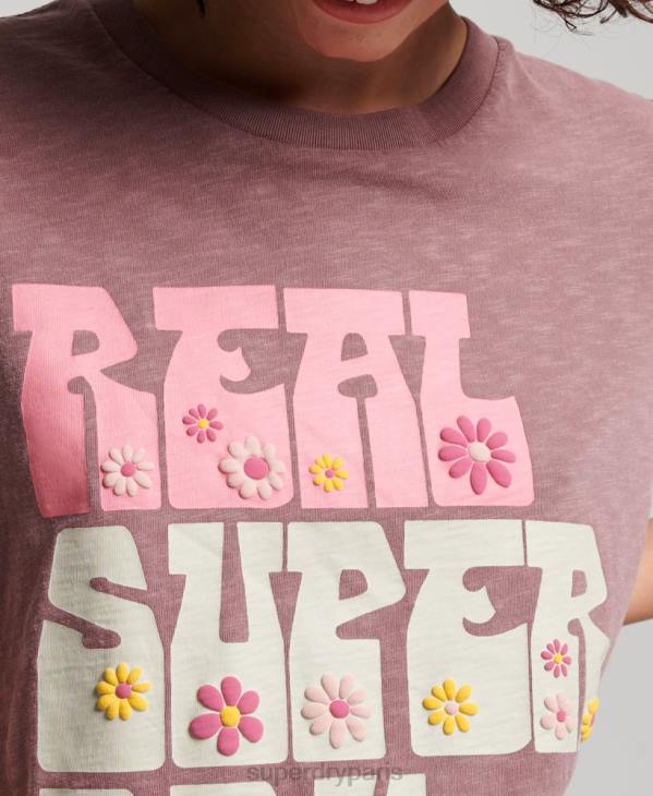 Superdry femmes t-shirt à fleurs superstate D64Z2618 vêtements violet