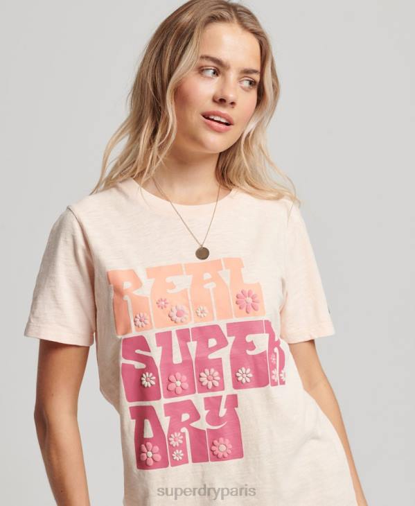 Superdry femmes t-shirt à fleurs superstate D64Z2633 vêtements rose