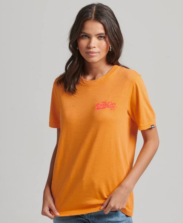 Superdry femmes t-shirt fluo style script D64Z2761 vêtements orange