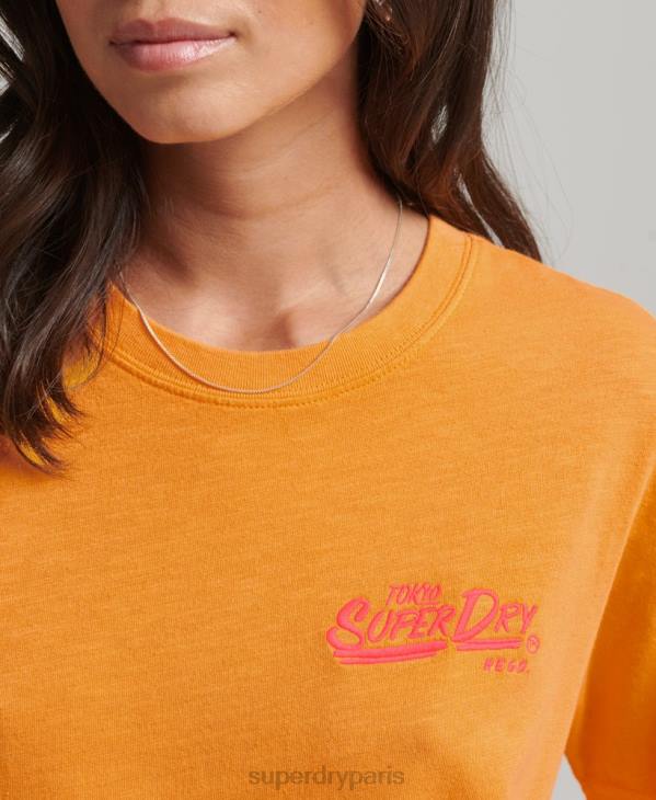 Superdry femmes t-shirt fluo style script D64Z2761 vêtements orange
