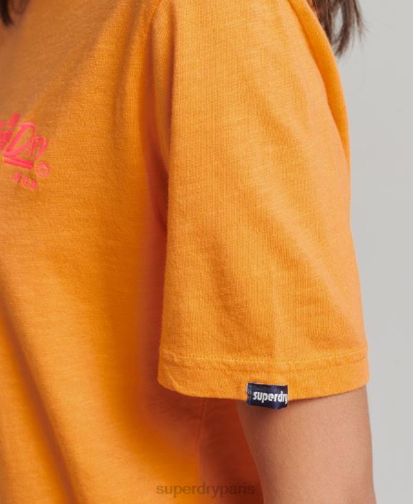 Superdry femmes t-shirt fluo style script D64Z2761 vêtements orange