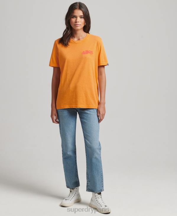 Superdry femmes t-shirt fluo style script D64Z2761 vêtements orange