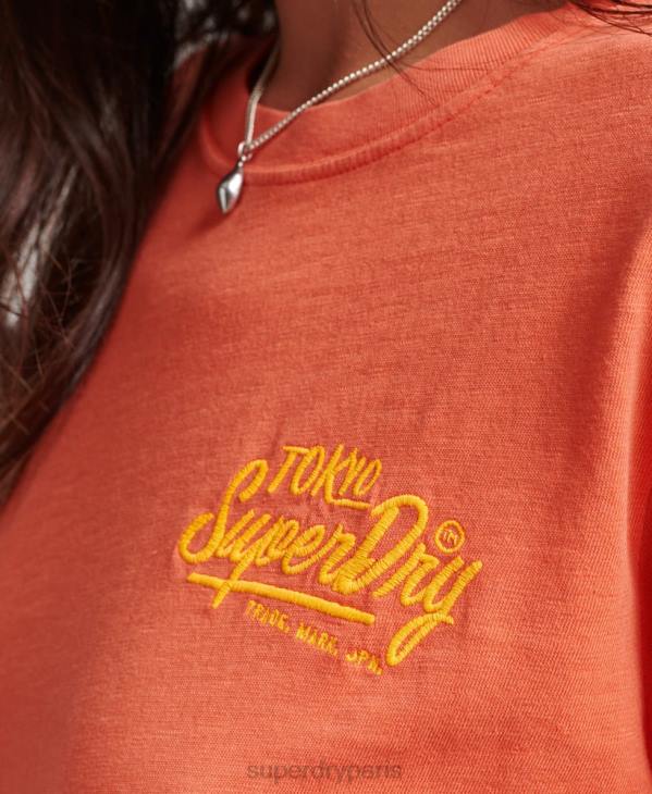 Superdry femmes t-shirt fluo style script D64Z2770 vêtements corail