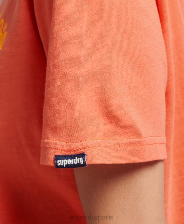 Superdry femmes t-shirt fluo style script D64Z2770 vêtements corail
