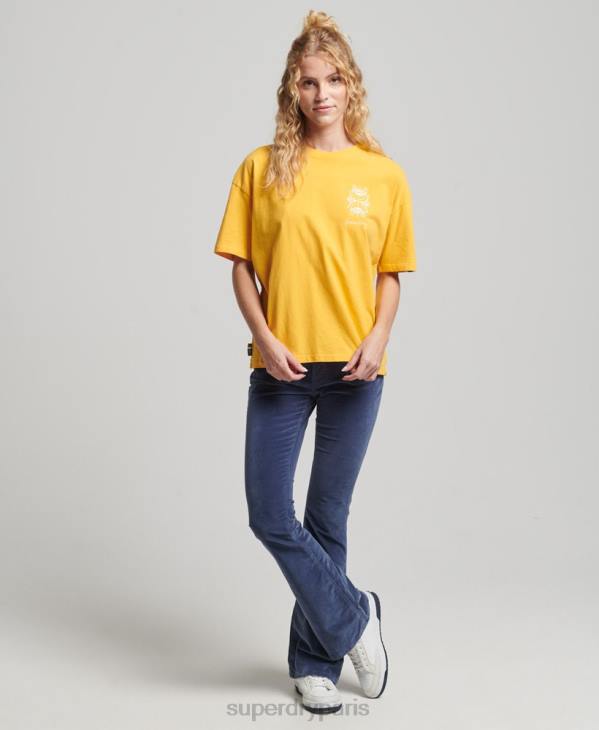 Superdry femmes t-shirt folk nomade D64Z2664 vêtements jaune