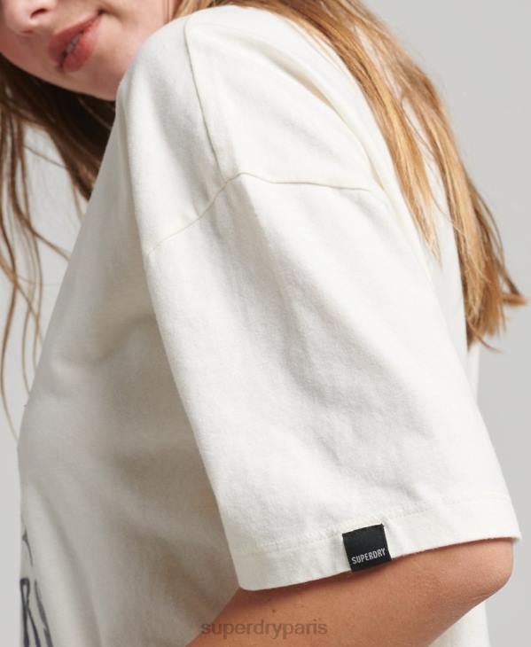Superdry femmes t-shirt folk nomade D64Z2724 vêtements blanc